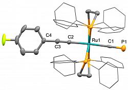 Molecular structure of [Ru(dppe)2(CCC6H4F)(CP)]