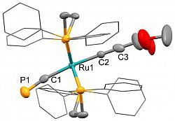 Molecular structure of [Ru(dppe)2(CCCO2Me)(CP)]