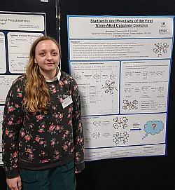 Maddie with her poster at the European Phosphorus Workshop, Brisol, April 2019