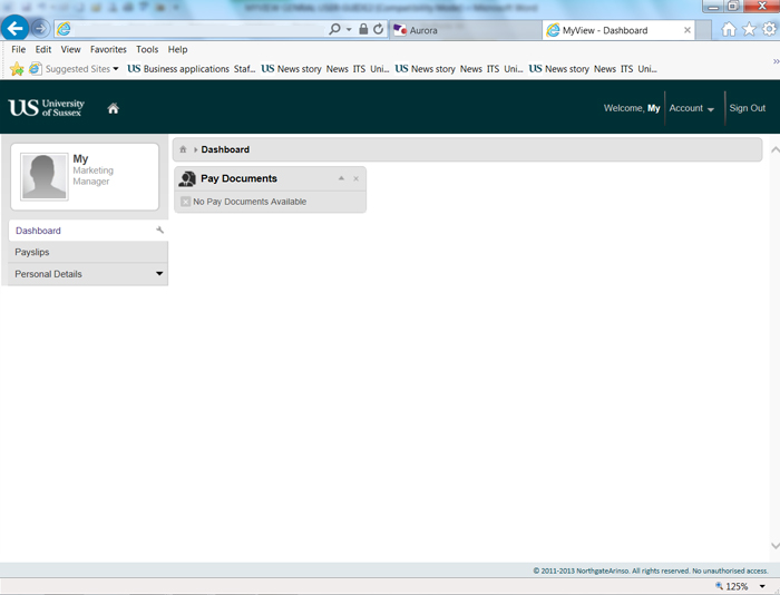 MyView user guide : Payroll and Pensions : Human Resources : University