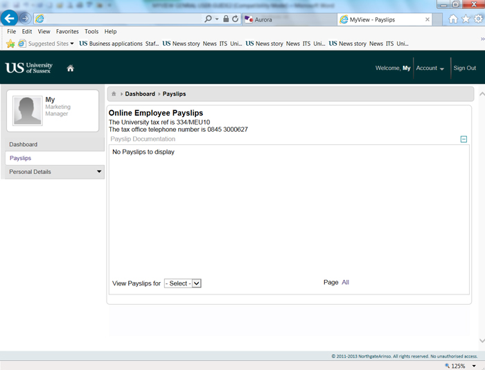 MyView user guide : Payroll and Pensions : Human Resources : University