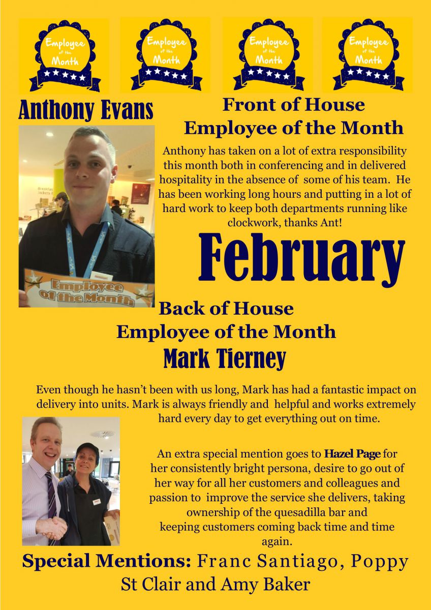 meet the team our values catering schools and employee of the month poster