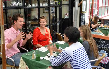 Sussex students in cafe in Brighton