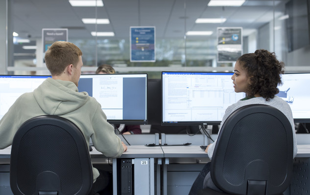 Students in a computing lab at the University of Sussex