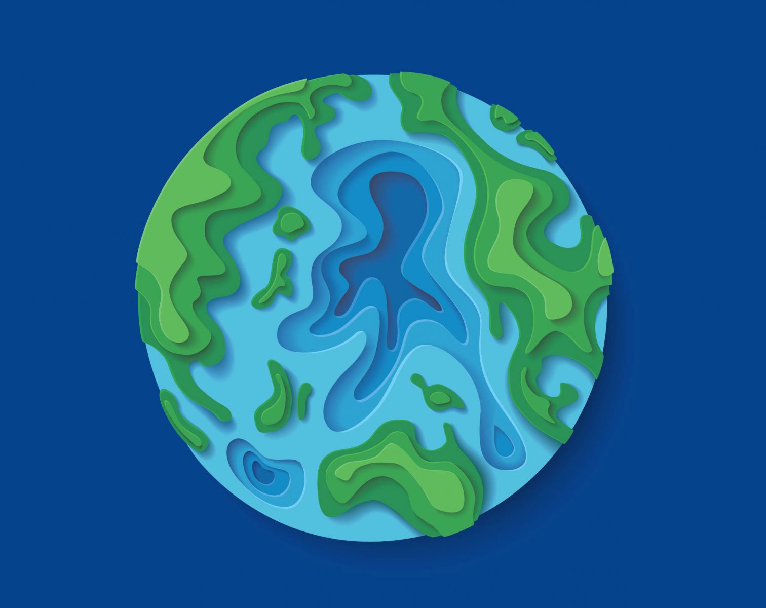 Paper cut-out style illustration of the Earth