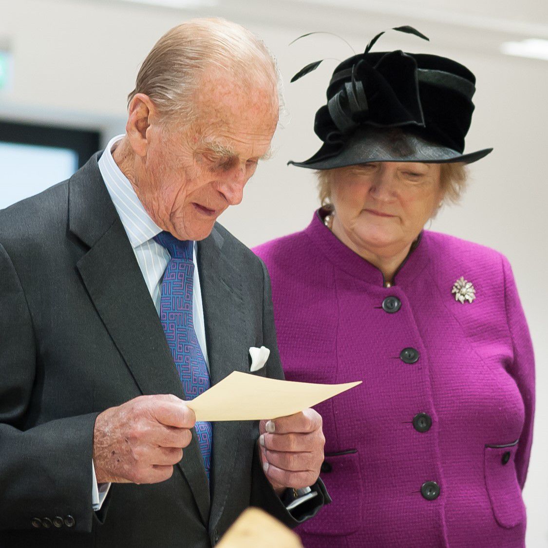 Prince Philip, Duke of Edinburgh, is shown items at The Keep during a Royal visit