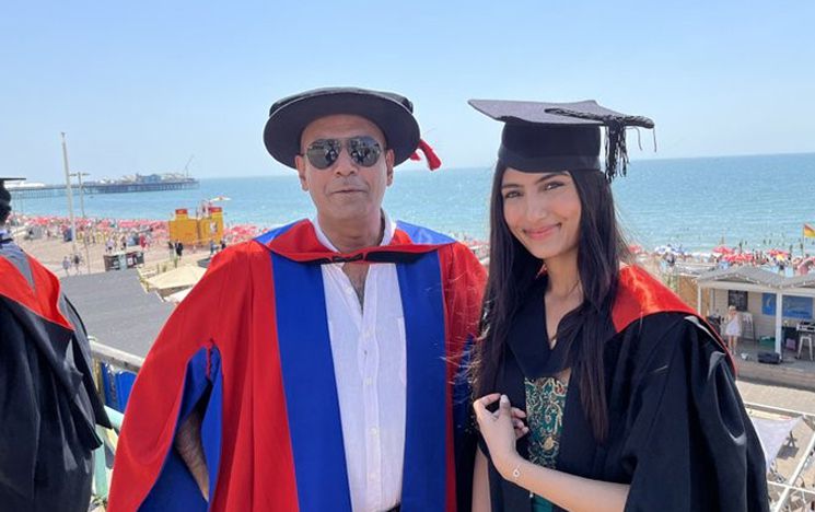Dr Piracha graduating with his daughter in 2022
