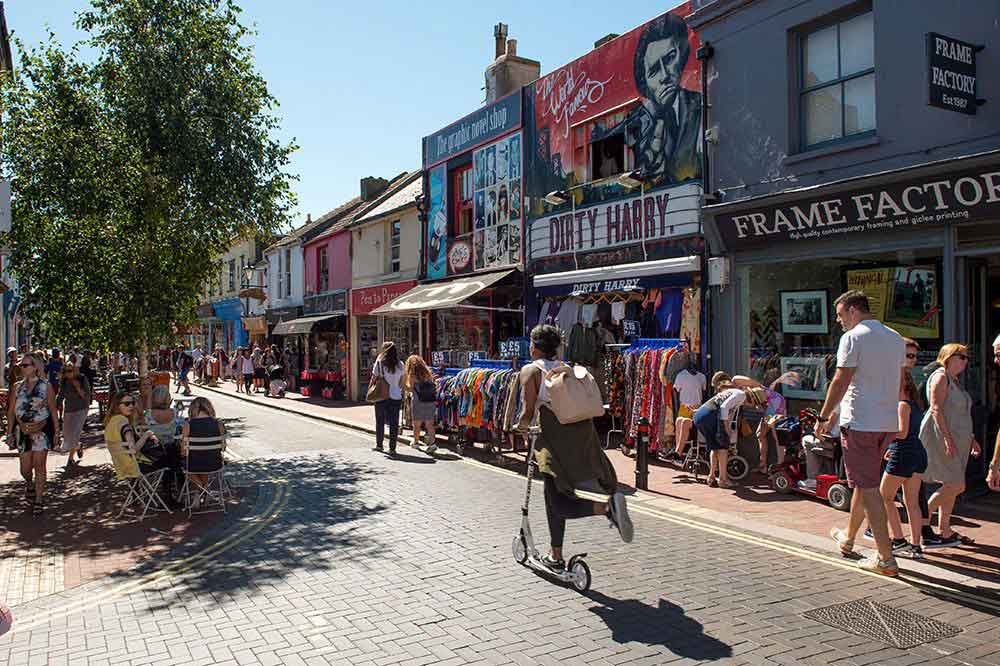 The North Laine area of Brighton with its variety of shops