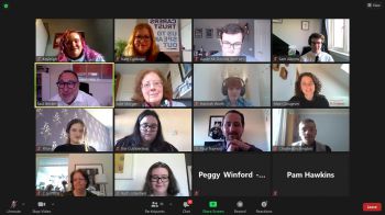Participants in a young carers summit appear together on a Zoom call