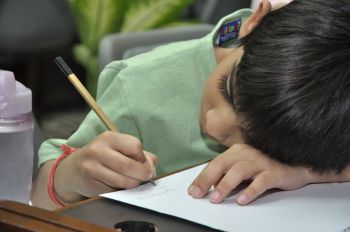 Child studying at school