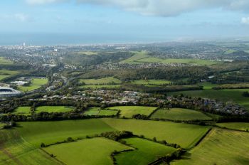 aerial photo of campus