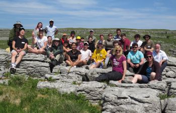 A group of students and staff on the Yorkshire Dales as part of the field course