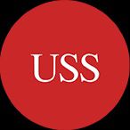 The USS logo consists of a red circle on a black background with the letters USS written in white in the centre of the circle.