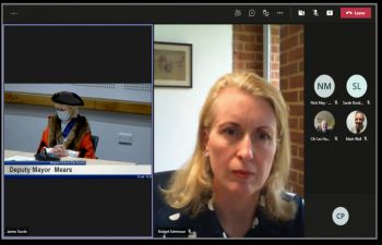 Bridget Edminson and Deputy Mayor at a virtual meeting of Brighton & Hove City Council