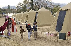 Kids playing in a camp of refugees