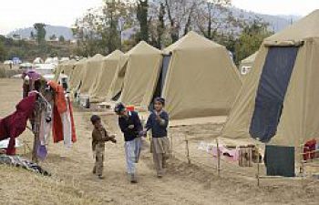 Kids playing in a camp of refugees