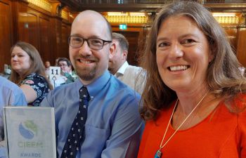 Professor Mathews holding the award at the CIEEM Award ceremony in London