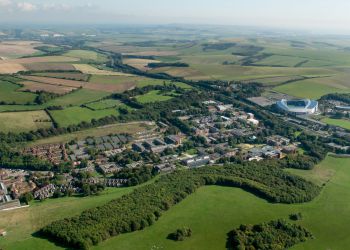 Aerial shot of campus