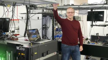University of Sussex Professor of Photonics, Marco Peccianti in his laboratory