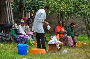 A doctor preparing to treat patients with podoconiosis in Ethiopia.