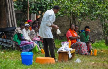 A doctor preparing to treat patients with podoconiosis in Ethiopia.