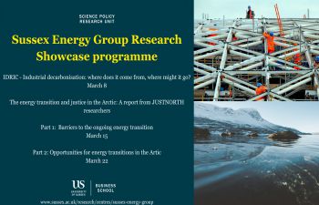 Titles and dates of SEG Research Showcase with images of industry and the artic