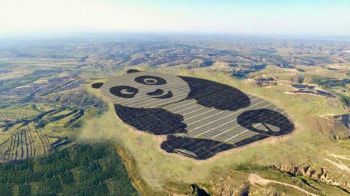 A solar farm in the shape of a panda, Datong, China, 2017