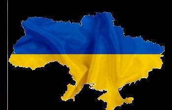 A map of Ukraine in the colours of the national flag