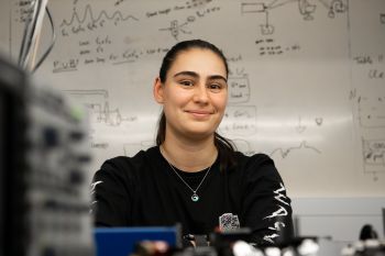 PhD researcher Poppy Joshi in the lab