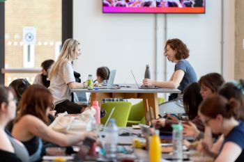 students working and socialising in the Student Centre