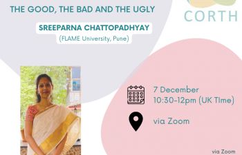 corth poster for event on the 7th of december, 10:30-12. going childfree in india