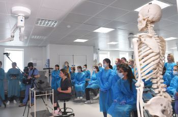 Students attending a workshop for the dissection of Toni Crews
