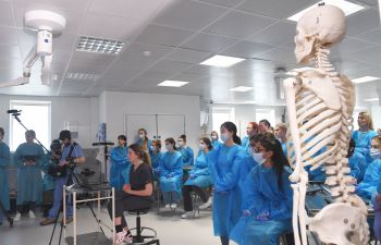 Students attending a workshop for the dissection of Toni Crews