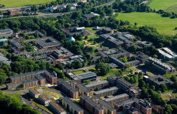 Birds eye view of Sussex campus