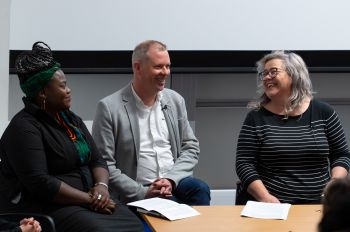 Panel members - Rutendo Bako, Andrew Comben and Beth Burgess