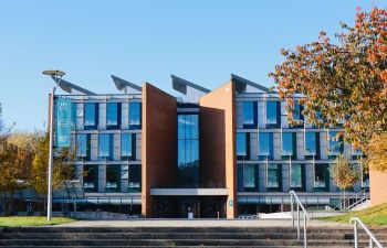 Outside at the front of the Business School, Jubilee Building