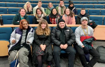 Group photo of Graduate Connectors and SEE Staff members in lecture theatre