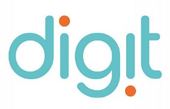 Logo for Digital Futures at Work Research Centre showing the word 'Digit' in blue and orange