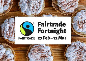 Banoffee Pie Background with Fairtrade Fortnight logo over the top