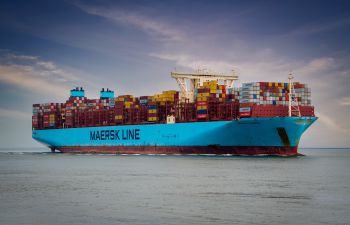 Shipping container ship on the sea