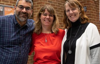 Professor Robin Banerjee, Claudia Hammond and Dr Gillian Sandstrom at the Sussex Centre for Research on Kindness external launch