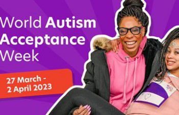 An image of a woman and child and the dates of world autism acceptance week appearing beside them