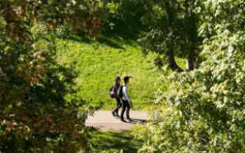 Students walking on campus