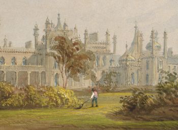 Painting of a gardener in the Royal Pavilion Gardens