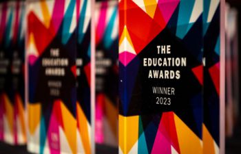 Sussex Education Awards trophies on display
