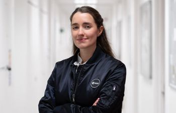 Dr Rosemary Coogan dressed up in the European Space Agency uniform