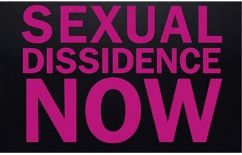 black background, pink font: Sexual Dissidence Now