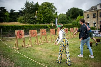 A photo of Sussex technicians throwing axes during the Technicians Conference 2023