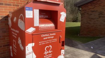 A British Heart Foundation donation box in Northfield