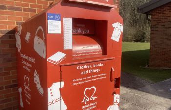 A British Heart Foundation donation box in Northfield